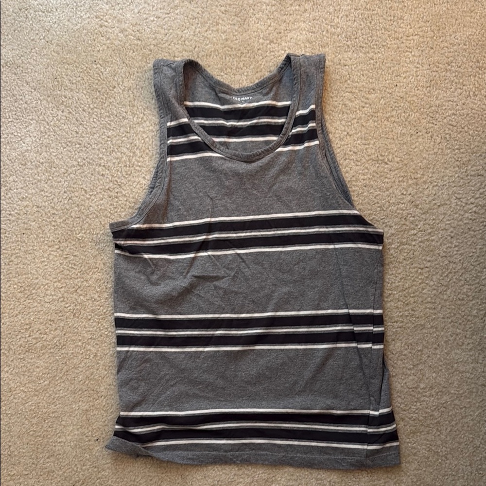 Old Navy Gray Striped Tank Top
